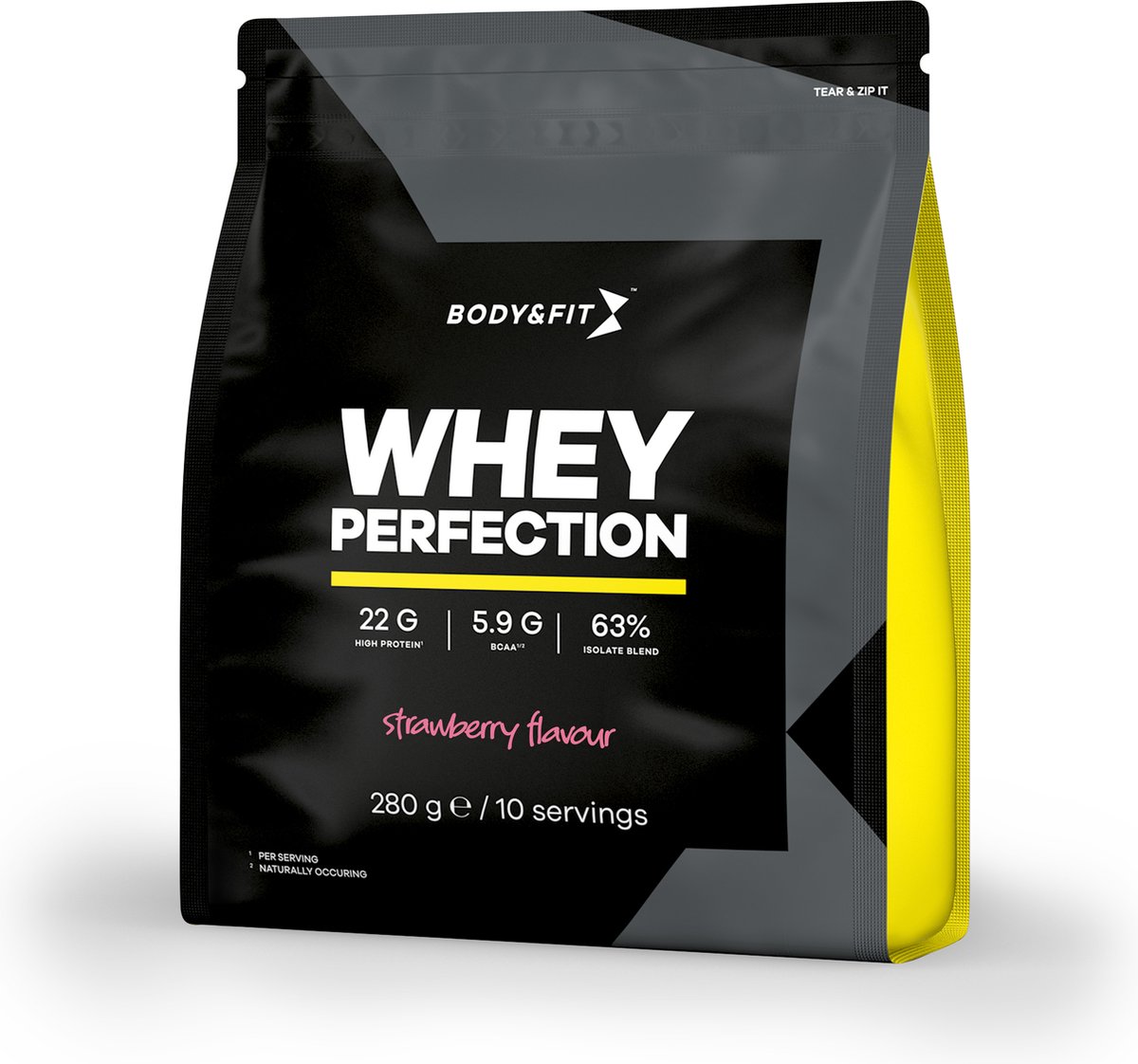 Goedkoopste Body & Fit Whey Perfection - Proteine Poeder / Whey Protein - Eiwitpoeder met BCAA - Eiwitshakes - 280 gram (10 shakes) - Aardbei