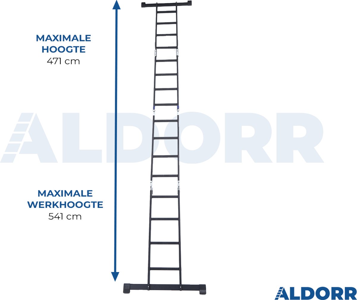 ALDORR Professional - Vouwladder 4 x 4 treden zonder platform - Aluminium - 4,60 meter – foto 6