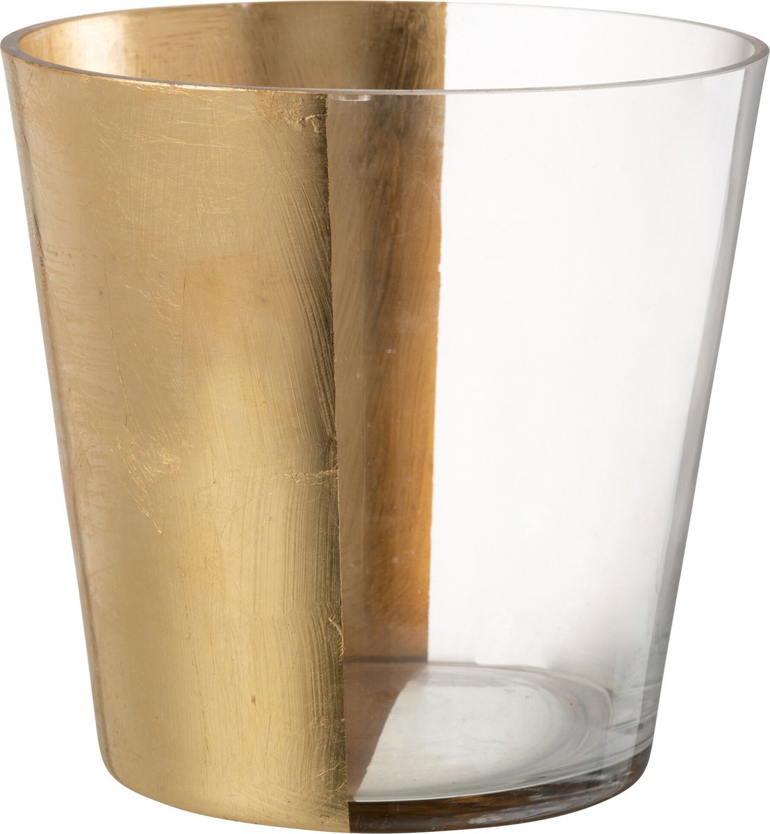 J-Line windlicht boe - glas - transparant/goud - large