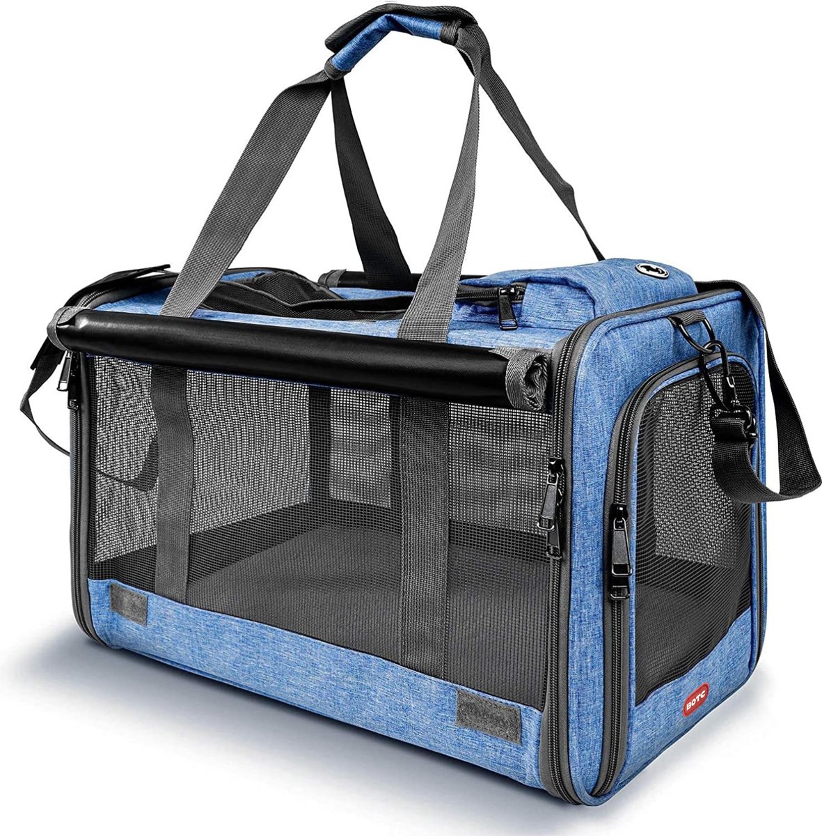 Bol.com BOTC Draagtas Hond en Kat - Hondenrugzak - 45x28x27CM - Hondentas - Reistas - Kattentas - Geschikt Voor Vliegtuig - Blauw aanbieding