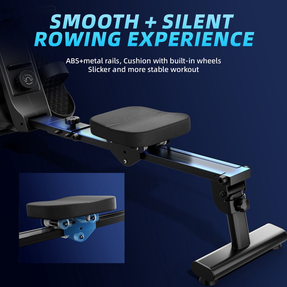 Roeitrainer Magnetische Roeimachine tot 120KG Zwart/Zilver - afbeelding 2