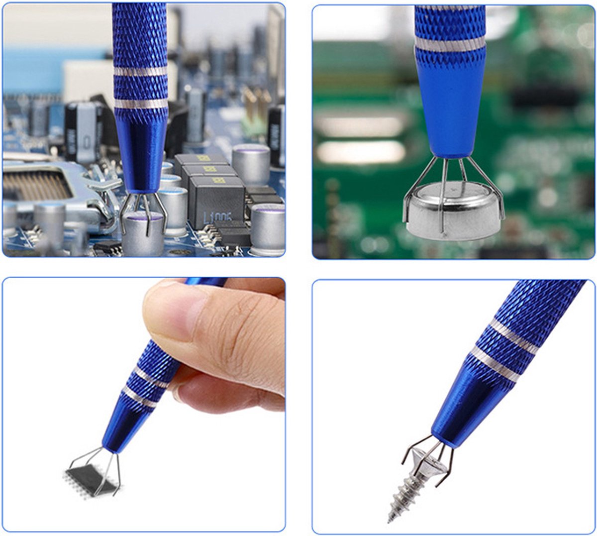 3 stuks piercing bal grijper gereedschap, roestvrij staal juwelier pick-up tool, 4 tanden houder diamant klauw grijper pick-up tool voor kleine voorwerpen IC chip elektronische componenten
