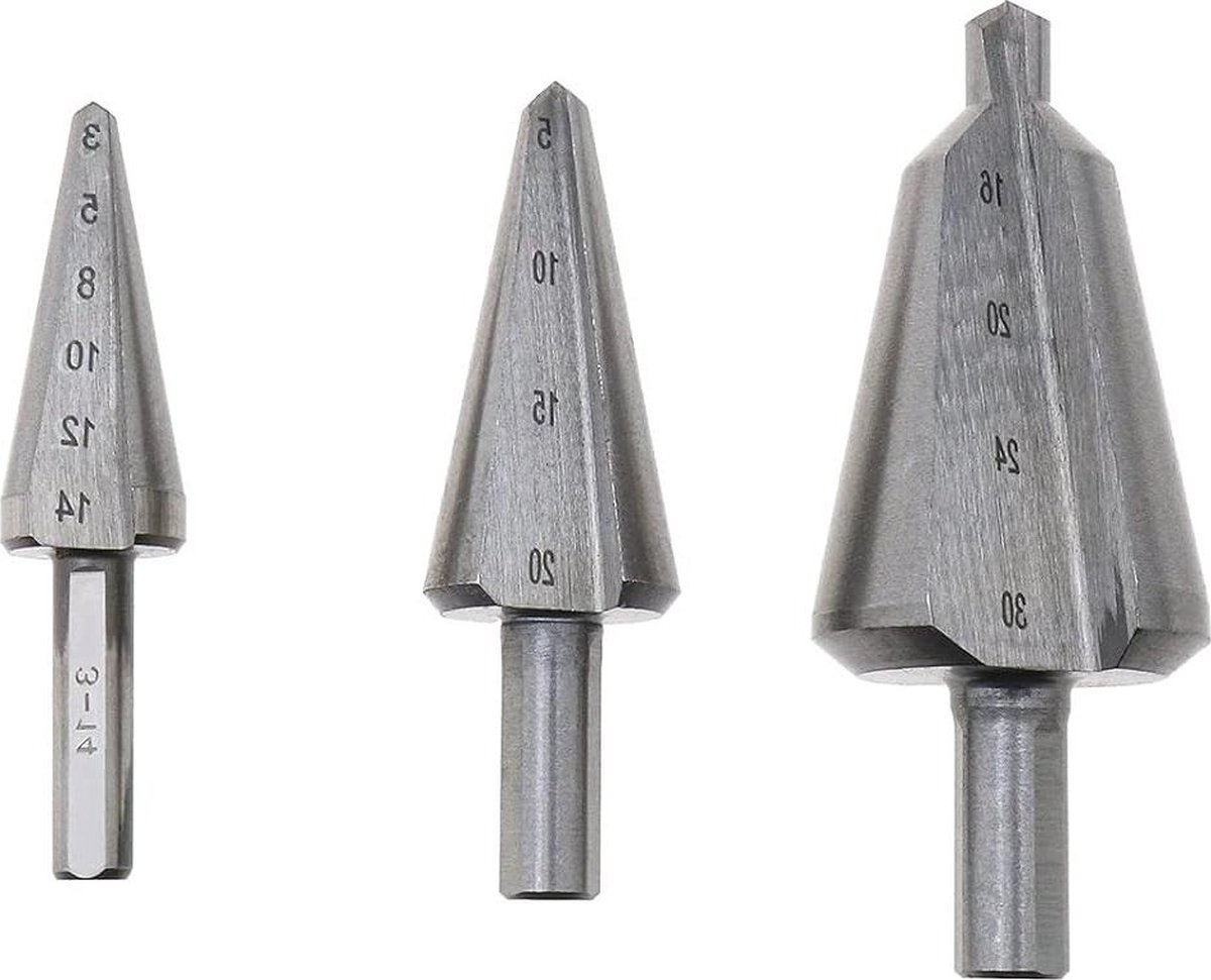 Kegelboor set hoge snelheid staal 3 stuks 3-14 mm 5-20 mm 16-30 mm paraplu afschuining frezen hout metaal gat opener boren
