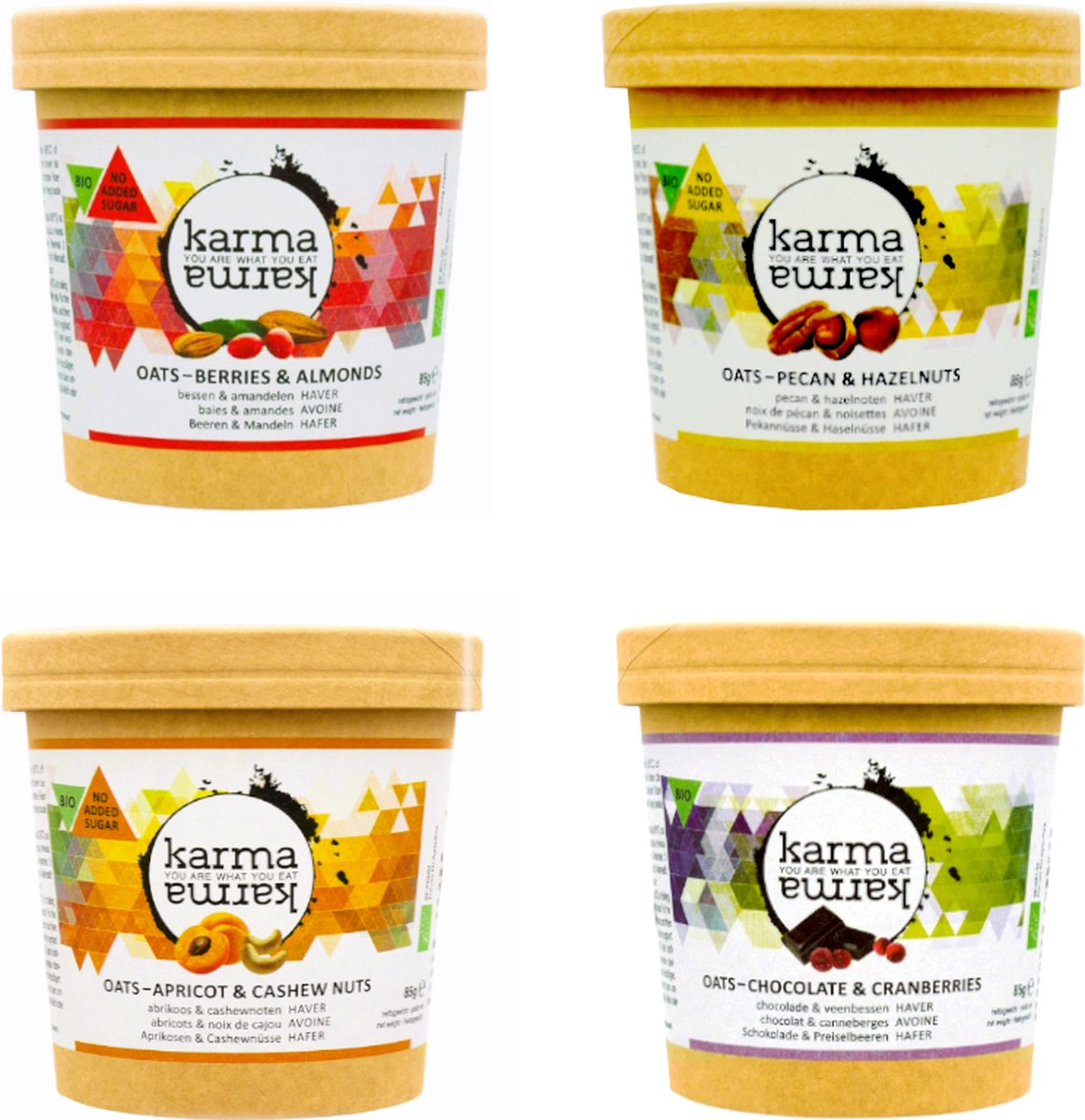 Goedkoopste KarmaKarma snacks- bio & vegan haver havermout cups - mixed pakket 24 cups - zonder suiker