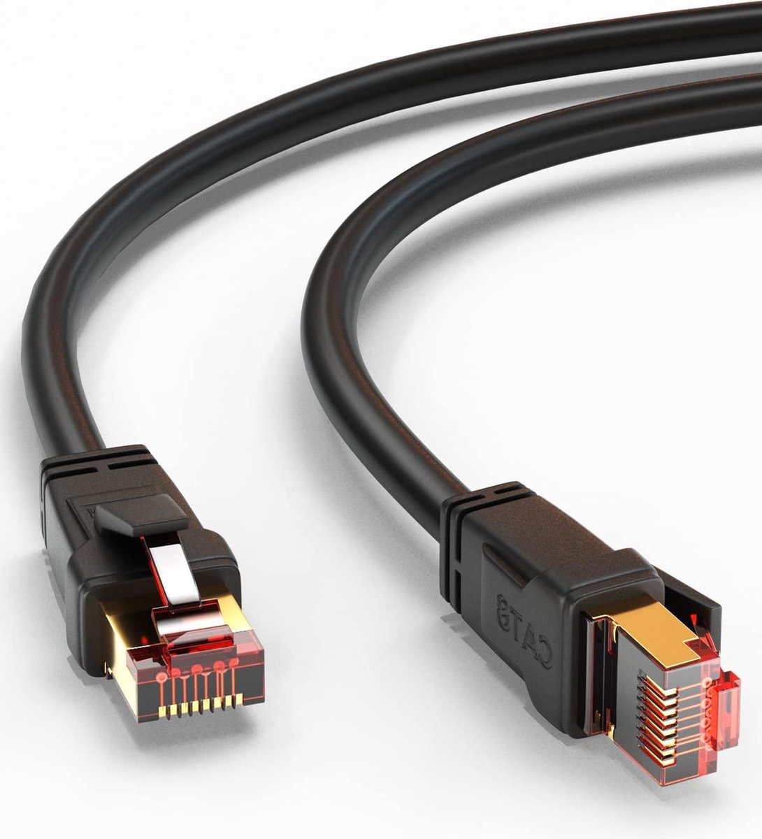 Image of 10 meter waterdichte CAT 8 ethernetkabel voor buiten - hoge snelheid 40 Gbit/s - 2000 MHz - POE Gigabit Direct Burial - patchkabel netwerkkabel S/FTP - RJ45 koperen LAN-kabel - internet