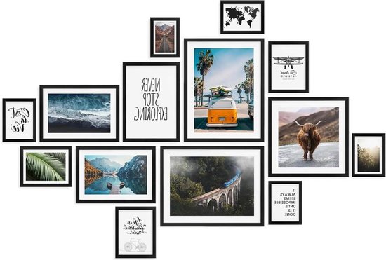 EYMPEU Fotolijst 15 x 20 cm, zwart, 6 stuks, om aan de muur te hangen of op tafel te plaatsen om huis, woonkamer, kantoor te versieren