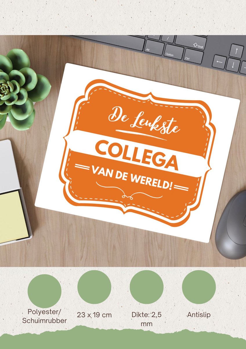 Akyol - de leukste collega Muismat - Collega - beste collega - werk - afscheidscadeau - verjaardagscadeau - kado - 23 bij 19 cm