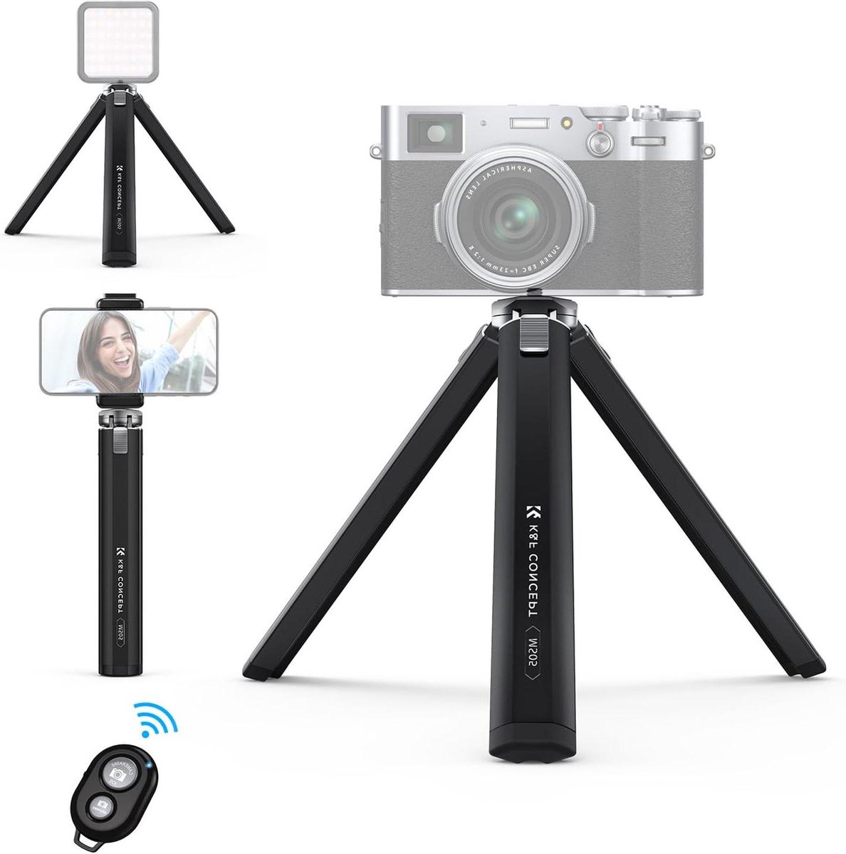 156 cm Aluminium ministatief met Bluetooth afstandsbediening voor camera en smartphone - maximale belasting 20 kg