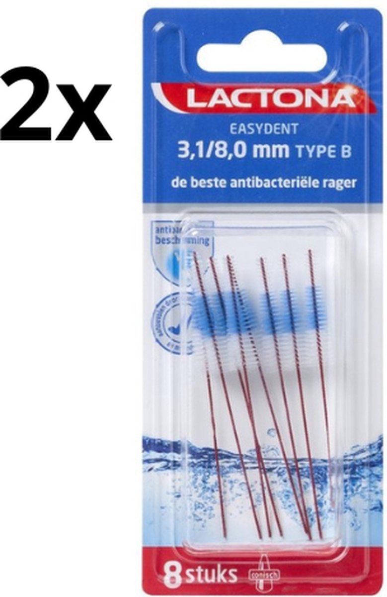 Goedkoopste 2x Lactona EasyDent Type B 3,1-8,0mm Rood - 8 stuks - Voordeelverpakking