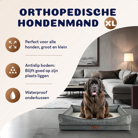 Lit orthopédique de Luxe pour chien Pet Perfect - Coussin orthopédique pour chien - Housse amovible - Lavable - Avec fermeture éclair - XL- Core Series