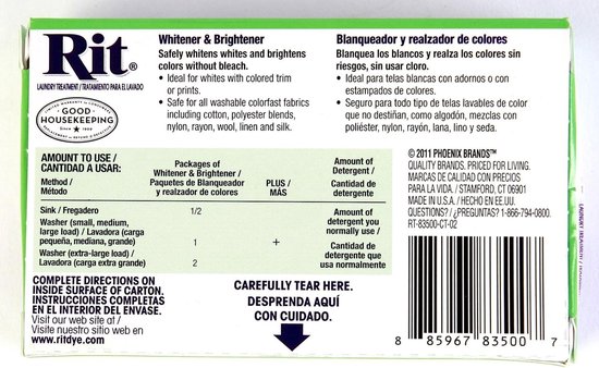 Rit Dye Blanchissant Et éclaircissant Pour Vêtements - Ravive Les Couleurs Et Blanchit Sans Eau De Javel Agressive