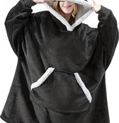 Bovista Knuffeldeken - Plaid - Onesie - Hoodie Deken Met Mouwen - Fleece Blanket - Dames - Heren - Kinderen - Extra Zacht - Zwart