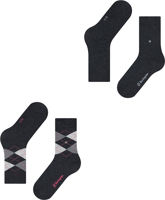 Burlington Everyday 2-Pack gedessineerd katoen multipack sokken dames grijs - maat 36-41