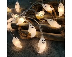 Halloween spook led lampjes 10 delig - 150 cm lang - Warm wit licht - Op batterijen - halloween decoratie binnen