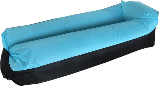 Somstyle Air Lounger - Luchtbed XL - 185 x 75 CM - Opblaasbare Stoel - Tot 180 KG - Lucht Zitzak Outdoor - Blauw / Zwart