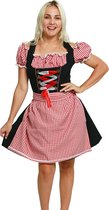 Zebra & Friends Oktoberfest Dirndl - S - Oktoberfest Dames - met Ritssluiting - Pofmouwen - Tiroler Carnavalskleding - Maat 38 - Rood met Zwart