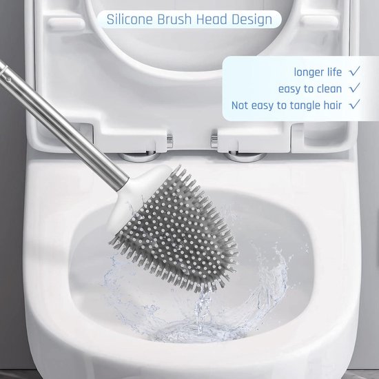 HUUS Toiletborstel met zeepdispenser - Zachte en flexibele siliconen toiletborstel - Badborstel met navulbare dispenser - WC-borstels met reinigingsmiddel