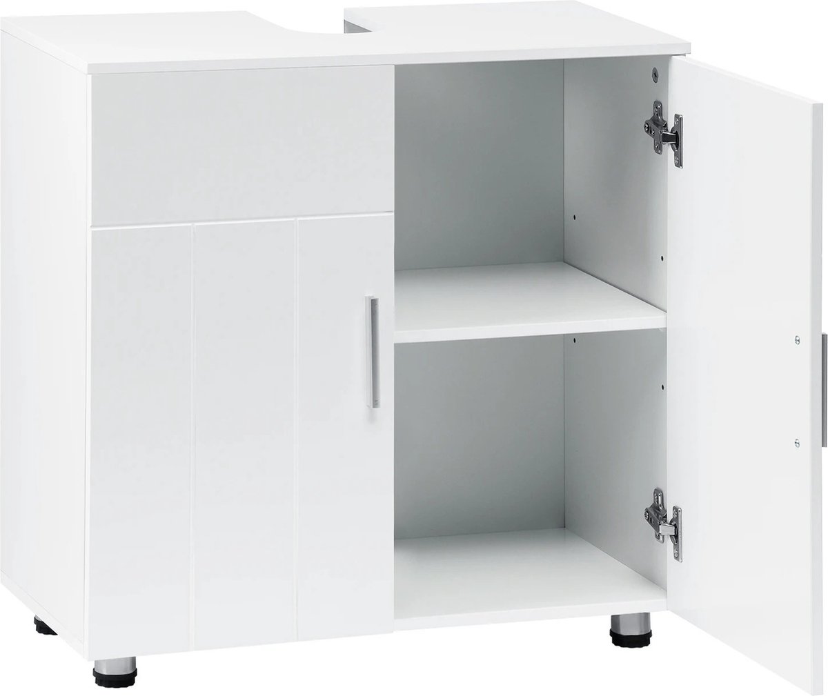 SteeFly® Badkamermeubel wit - Onderkast voor wasbak - 60x60x30 cm - Opslag met 2 deuren - E1 klasse MDF hout - Modern & compact