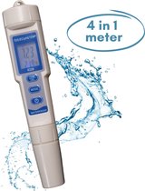 PH EC TDS en Temperatuur 4 in 1 meter digitaal waterproof voor Zwembad, Drinkwater testen, Vijver, Aquarium, kweken, tester