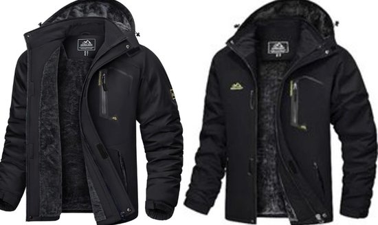 Heren Winter Waterdicht Winddicht Winterjack Warme Fleece Voering Ski Regenjas met Capuchon
