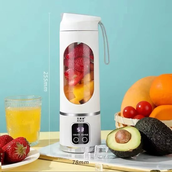 SunBuddy - Draagbare 450ml Juicer Blender met 12 Bladen in Wit - USB-Oplaadbaar, IJsbreker en Smoothie Cup voor Onderweg van SunBuddy — afbeelding 5