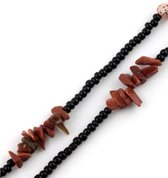 Brillen ketting- koord-Bruin- platte steentjes