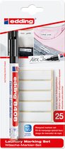edding 8408 set voor wasgoed markeren - 1 permanent pen + 25x strijkbare naamlabels - bestand tegen wassen tot 60 °C en chemisch reinigen