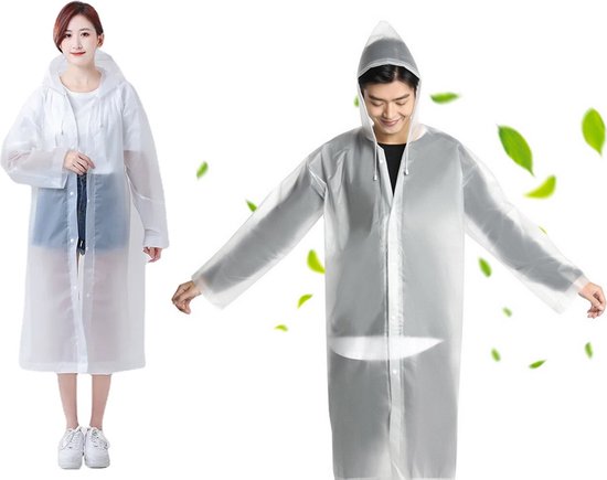 Imperméable long à capuche - Taille unique - Unisexe - Wit