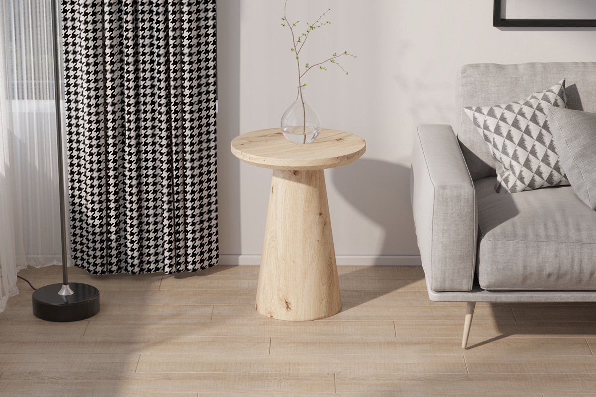 salontafel Lucky - 45cm rond- decor oude eik