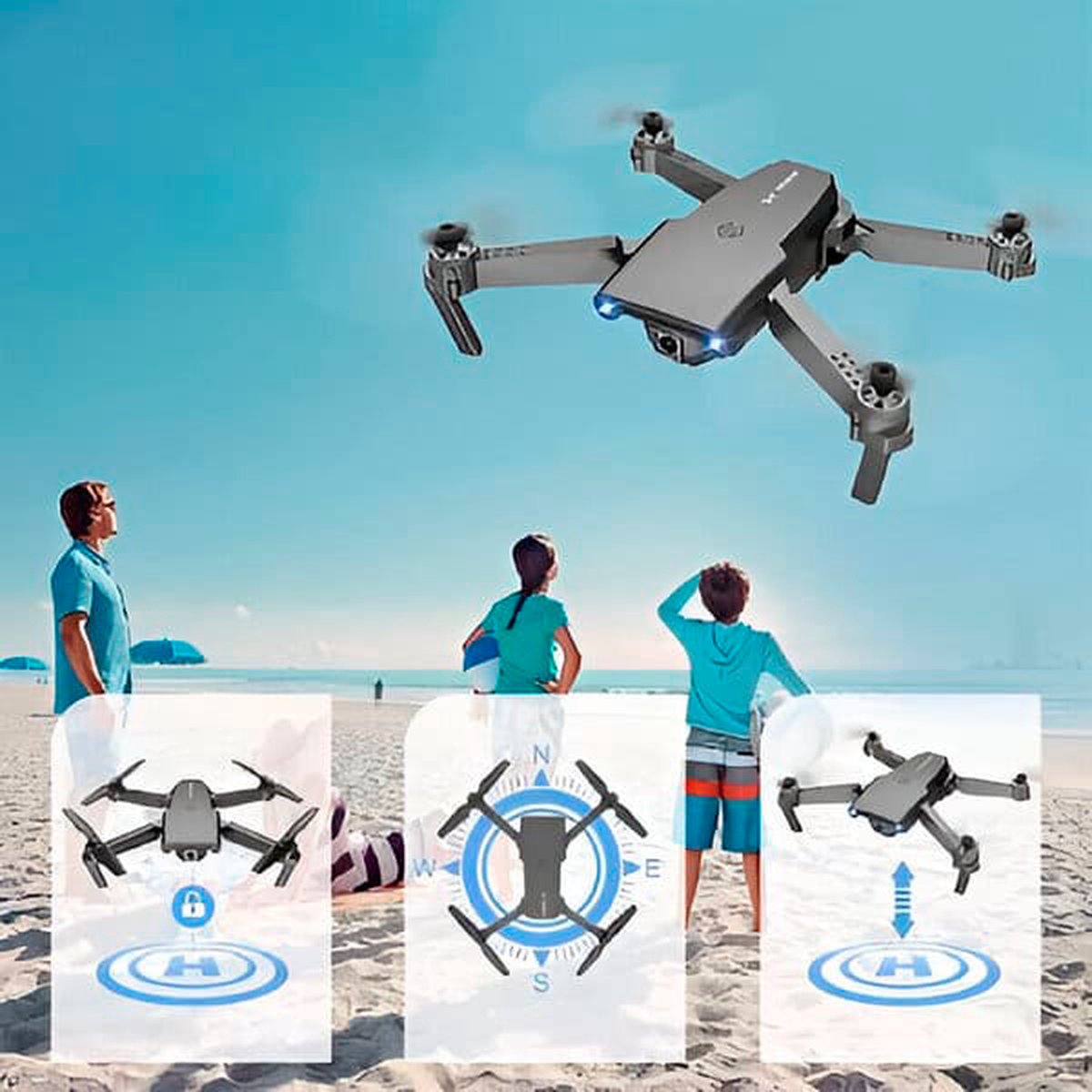 E88 Drone, 4k HD Dual Camera 1080P WiFi FPV Height Oreservation RC Quadcopter A