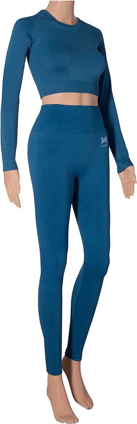 Xtreme - Ensemble de sport femme - Leggings/Crop Top - Blauw - S - Leggings de sport - Crop top de Sport