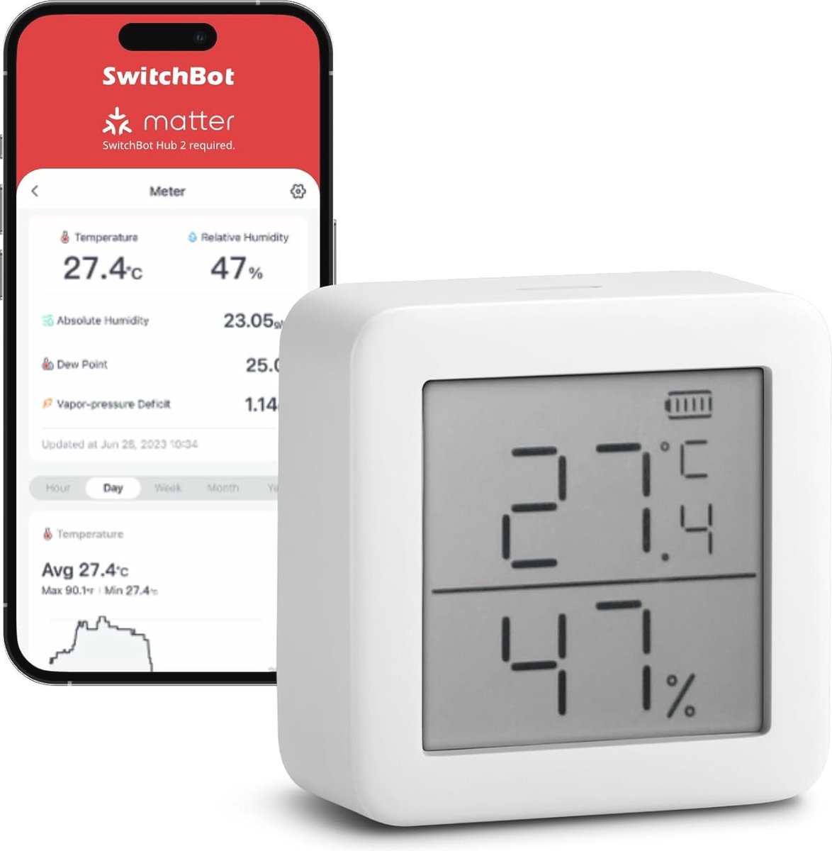 Digitale Thermo-Hygrometer - Binnentemperatuur- en Vochtigheidsmeter met Bluetooth en Meldingsalarm