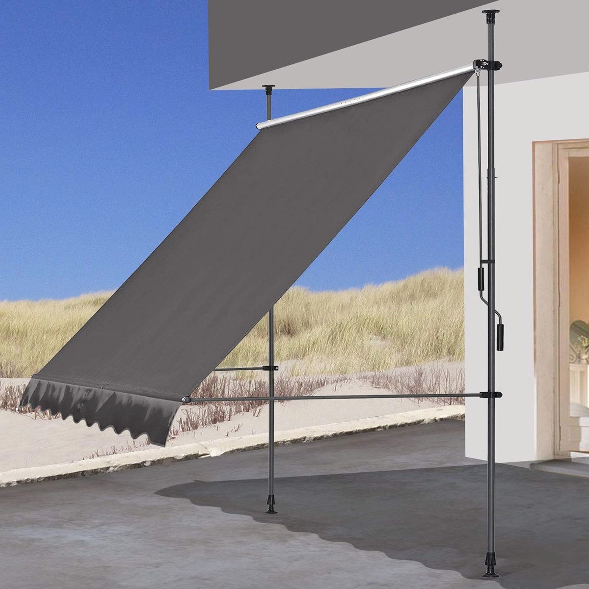 Telescopische Klem Luifel 250x130cm - Verstelbaar en Intrekbaar Zonnescherm voor Balkon