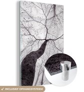 MuchoWow® Glasschilderij 20x30 cm - Schilderij acrylglas - Boom - Takken - Bladeren - Mist - Foto op glas - Muurdecoratie woonkamer - Wanddecoratie slaapkamer - Schilderijen