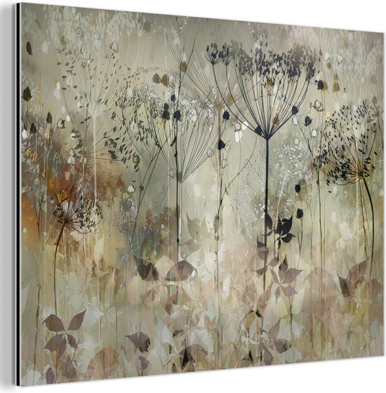 Aluminium schilderij 160x120 cm - Wanddecoratie metaal - Bloemen - Grijs - Natuur - Kunst - Metalen muurdecoratie woonkamer - Decoratie industrieel - Foto op dibond - Industriële accessoires slaapkamer