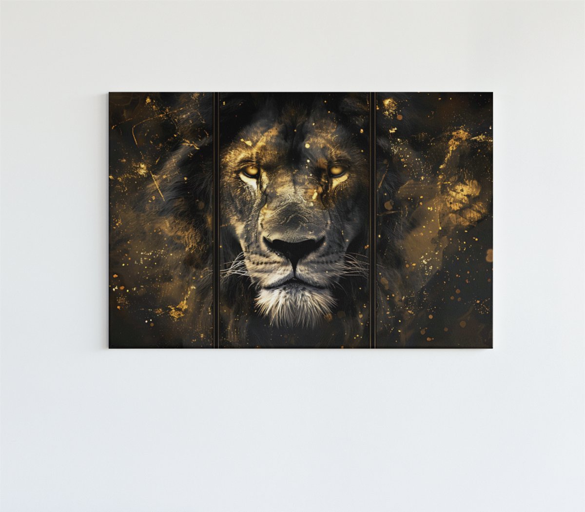 Trendex Global Canvas Schilderij - Leeuw - Bruin - Goud - 150x100x2 cm