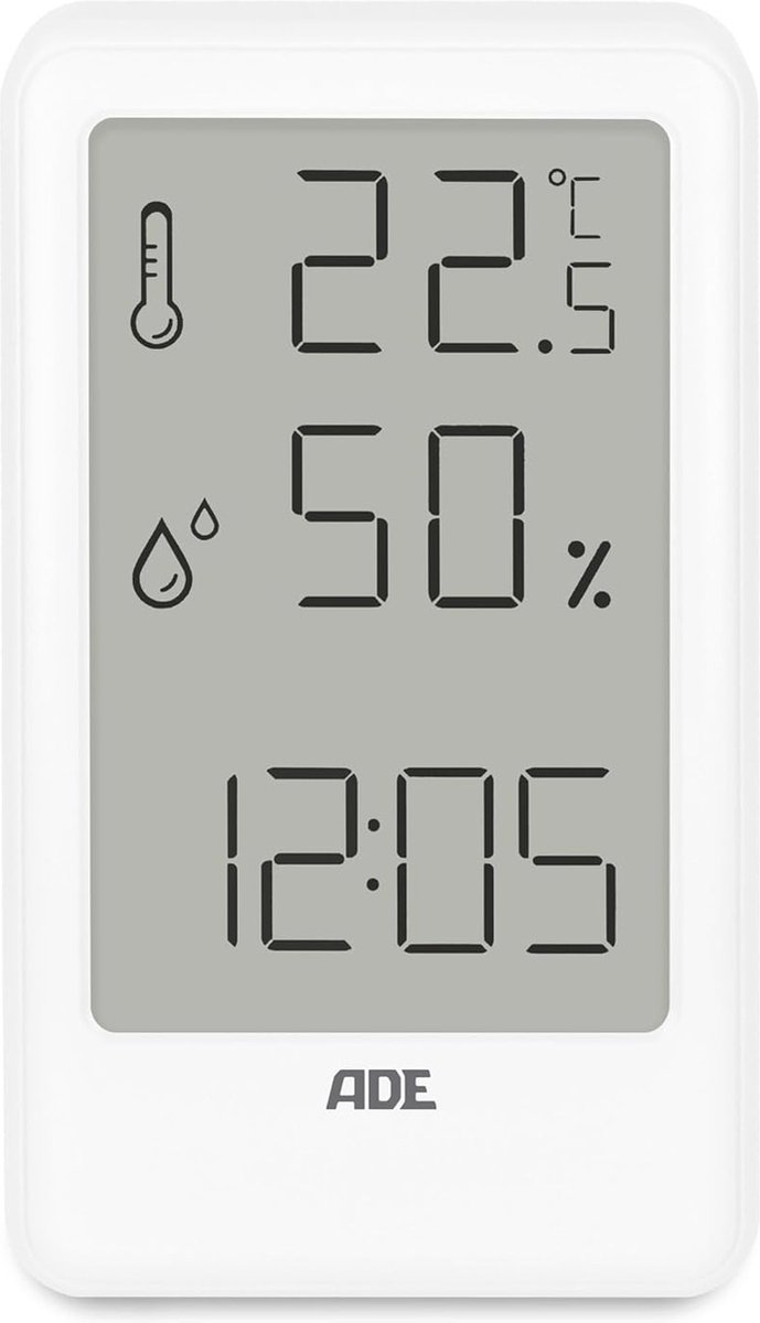 Digitale Hygrometer en Thermometer voor Binnen - Vochtmeter en Klok met Temperatuur en Luchtvochtigheid