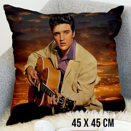 Allernieuwste.nl® Kussen Elvis Presley Moonlight Kussenhoes Polyester Peach Skin Perzikhuid - Kussenovertrek - kleur 45 x 45 cm
