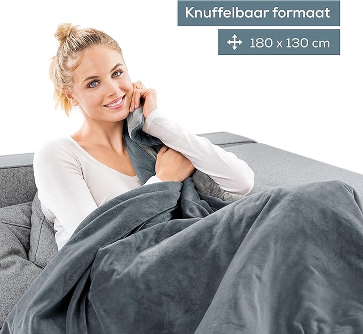Thuys Warmtedeken – Verwarmde Deken – Elektrisch – Electric Blanket – Heating – Voor op de Bank – Stoel – 6 Temperaturen – Bovendeken – Blauw — cadeau in Wonen & Interieur - foto 2