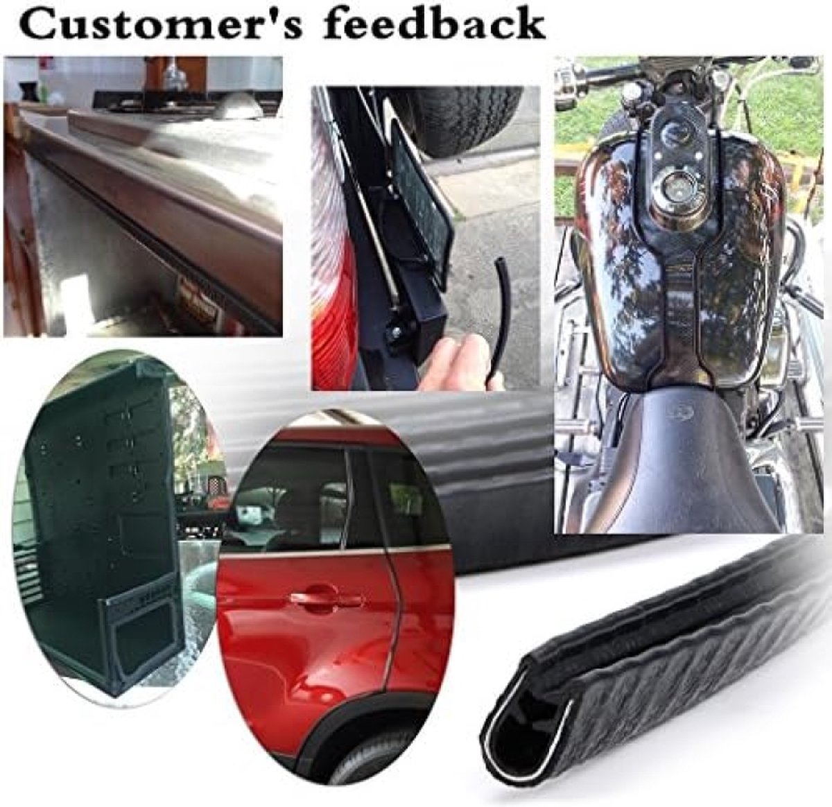QWORK® autodeurrandbeschermer, randbeschermer rubber, autodeurbeschermer, U-vorm, 10 m, zwart, voor de meeste auto's