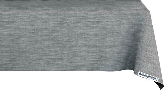 Nappe Aspect Lin Gris Foncé 140x240cm - Nappe Lavable - Plastique