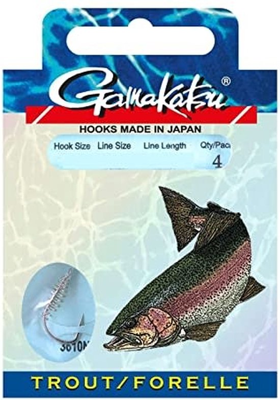 Gamakatsu Lignes inférieures Trout 3610N (Pate) 60cm (4 pcs) - Taille: 60cm - hameçon 4- 0.25mm