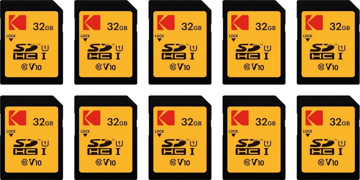 Pack de 10 Cartes Mémoire KODAK SDHC Ultra High Speed - 32 GB