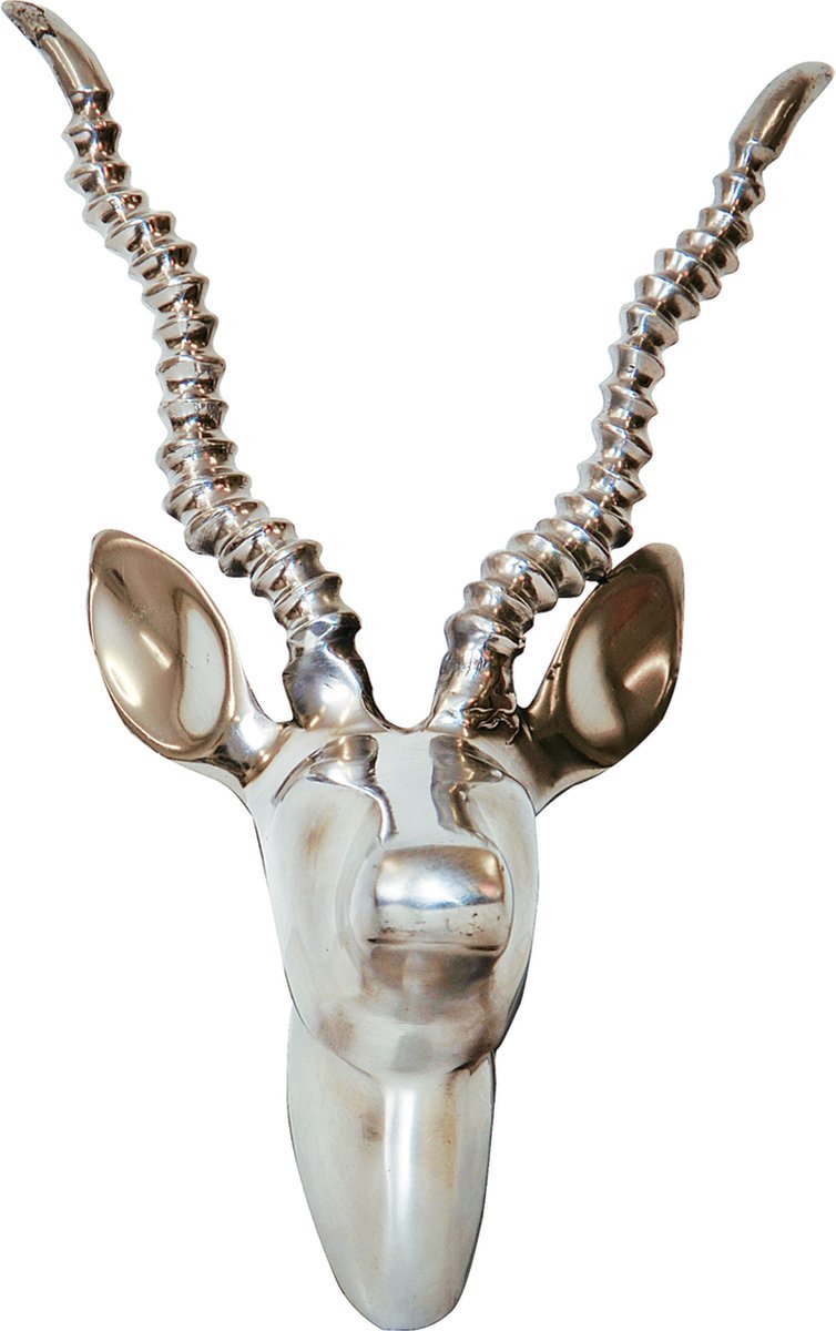 ZoeZo Design - wanddecoratie - hert - bok - rendier - gazelle - 30 x 20 x 15 cm - metaal - zilver