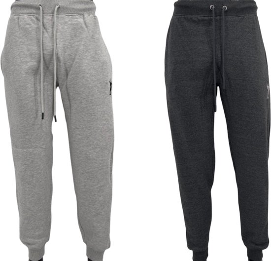 Hitman - 2-Pack - Joggingbroek Heren - Trainingsbroek Heren - Sportbroek Heren - Katoen - 1 x Licht Grijs en 1 x Donker Grijs - Maat S