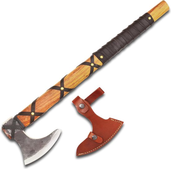 CraftTal handmade vikingax carbon steel leaf rosewood hunting