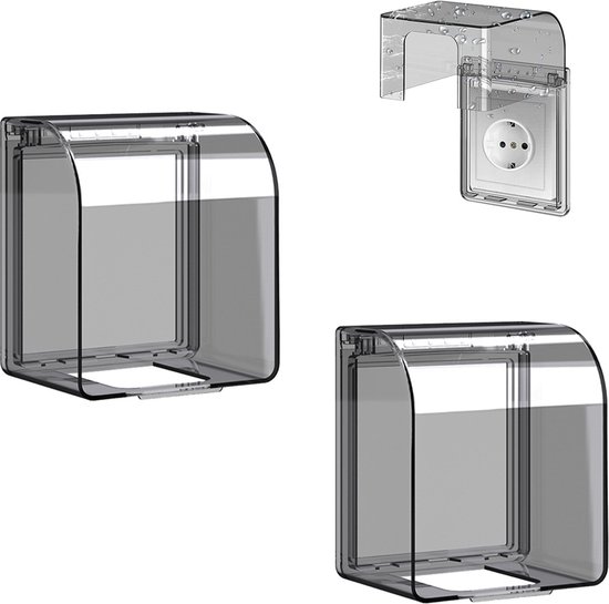 Waterdichte Stopcontactafdekking - 2 stuks - Spatbescherming - Behuizing - Waterdichte - voor Badkamers en Keukens -86mm x 86mm - Kabelbox - Transparant