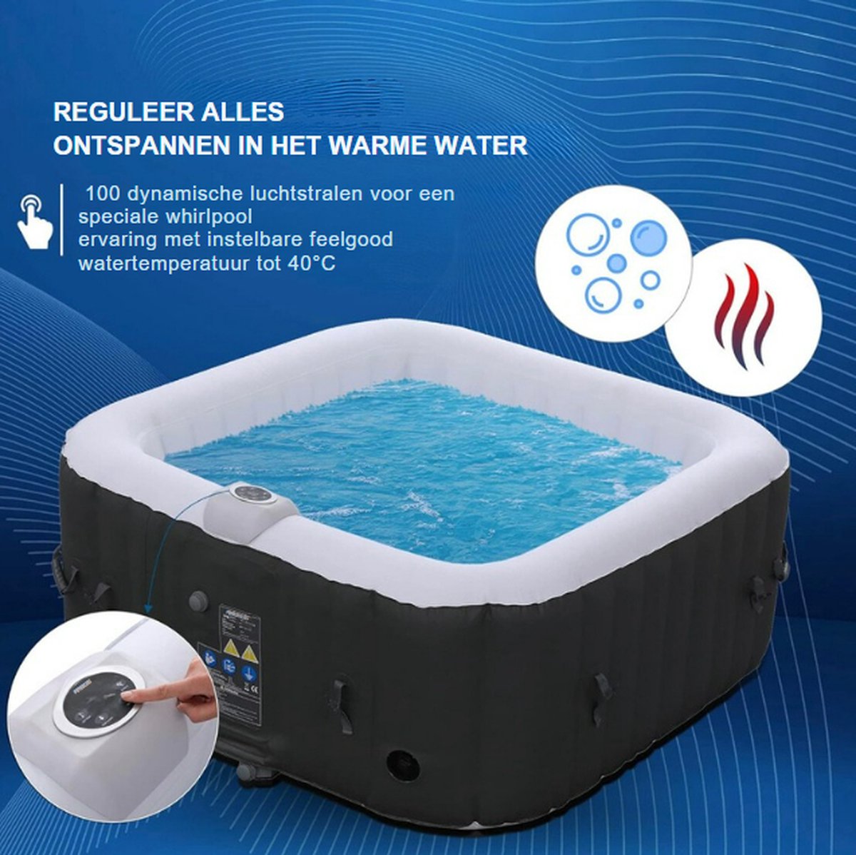 Jacuzzi Opblaasbaar Vierkant - Jacuzzi Opblaasbaar 4 - afbeelding 2
