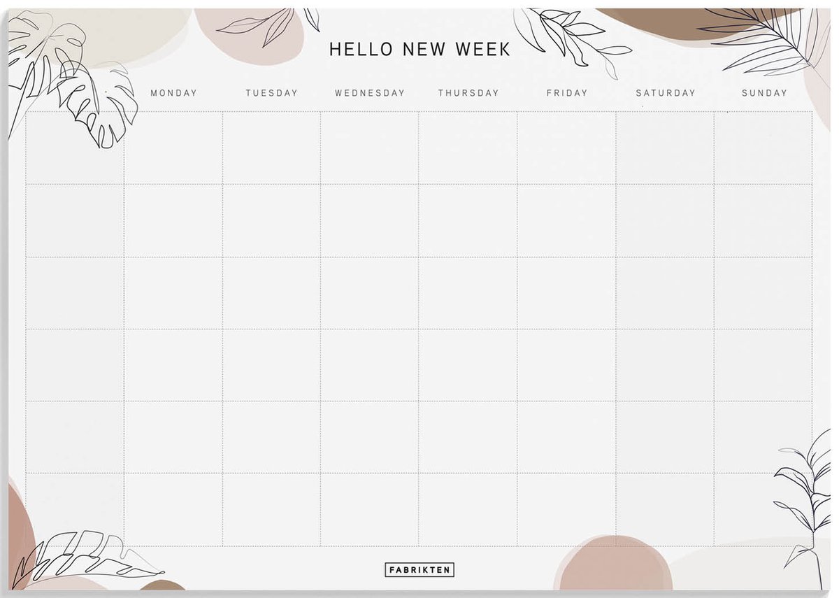 Fabrikten Weekplanner - Terra - Engels - A4