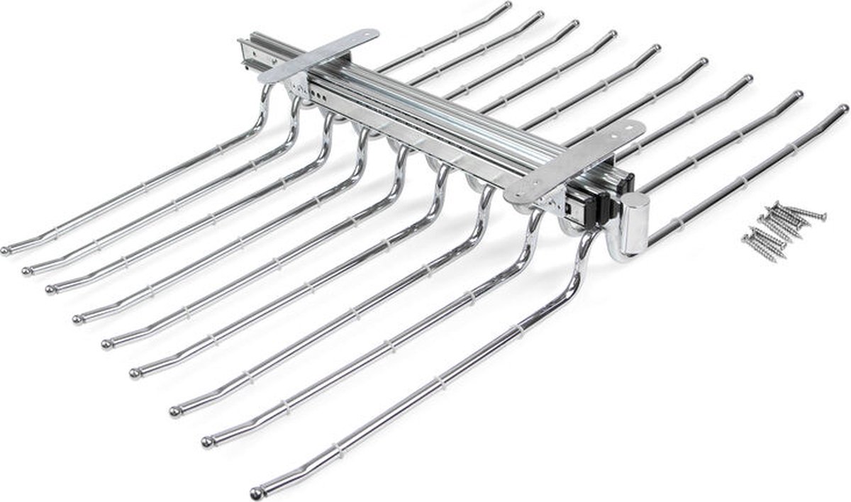 Eleganca Kleerhanger Broekhangers - Pantalonhanger - Broekenrek uittrekbaar - Chroom - 20 houders - 47.5x69x8.5 cm